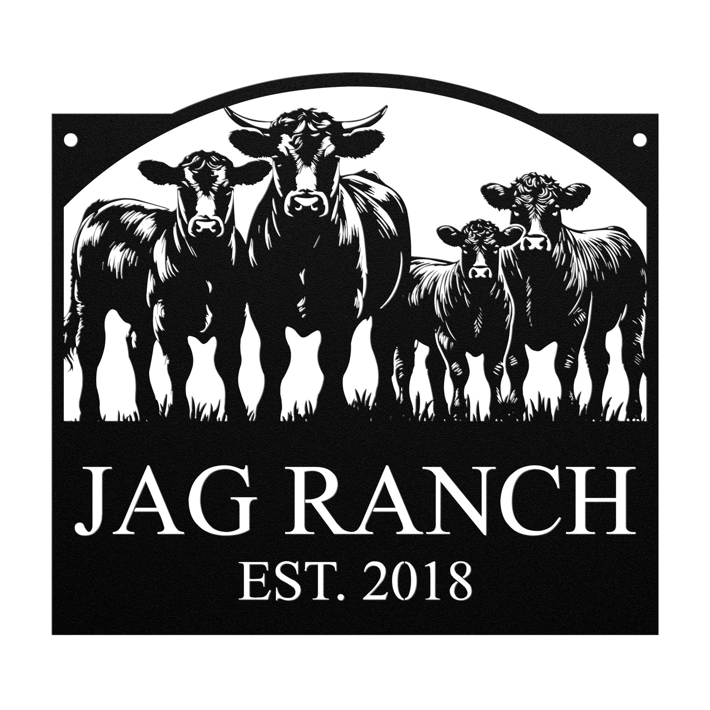 Personalized Monogram Cow Ranch Sign Metal Decorative Sign (CR3)