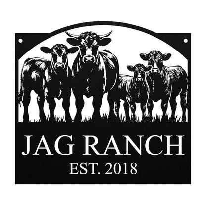 Personalized Monogram Cow Ranch Sign Metal Decorative Sign (CR3)
