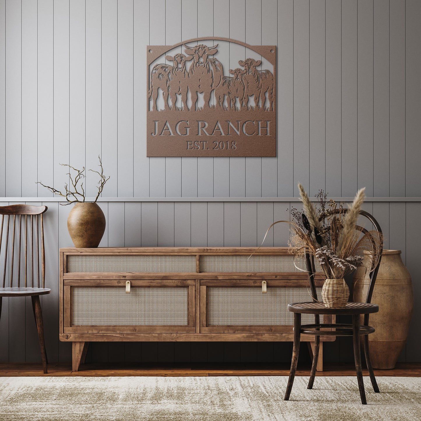 Personalized Monogram Cow Ranch Sign Metal Decorative Sign (CR3)