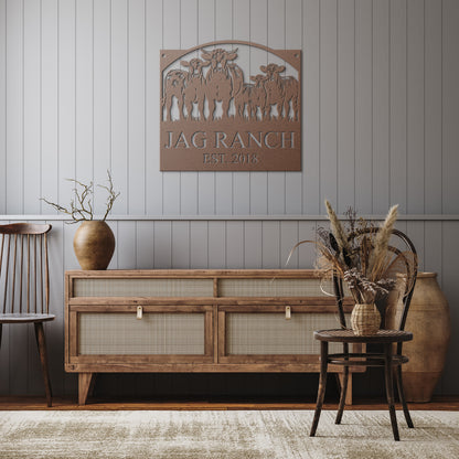 Personalized Monogram Cow Ranch Sign Metal Decorative Sign (CR3)