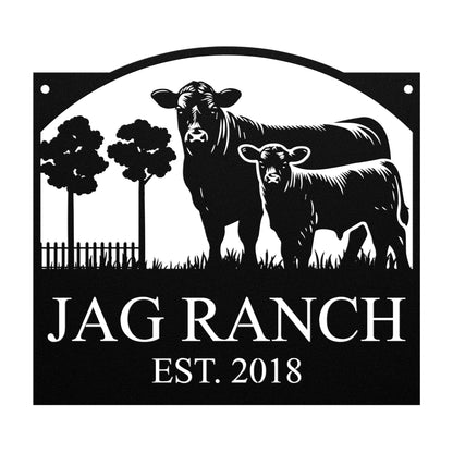 Personalized Monogram Cow Ranch Sign Metal Decorative Sign (CR6)