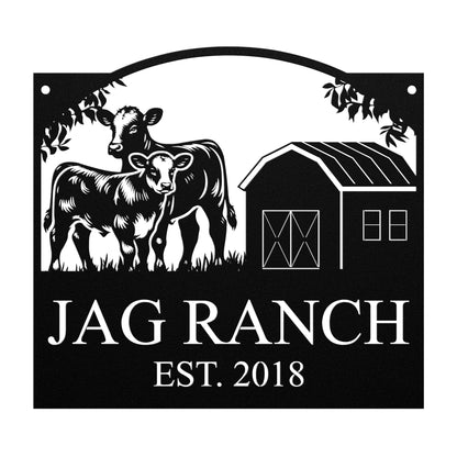 Personalized Monogram Cow Ranch Sign Metal Decorative Sign (CR9)