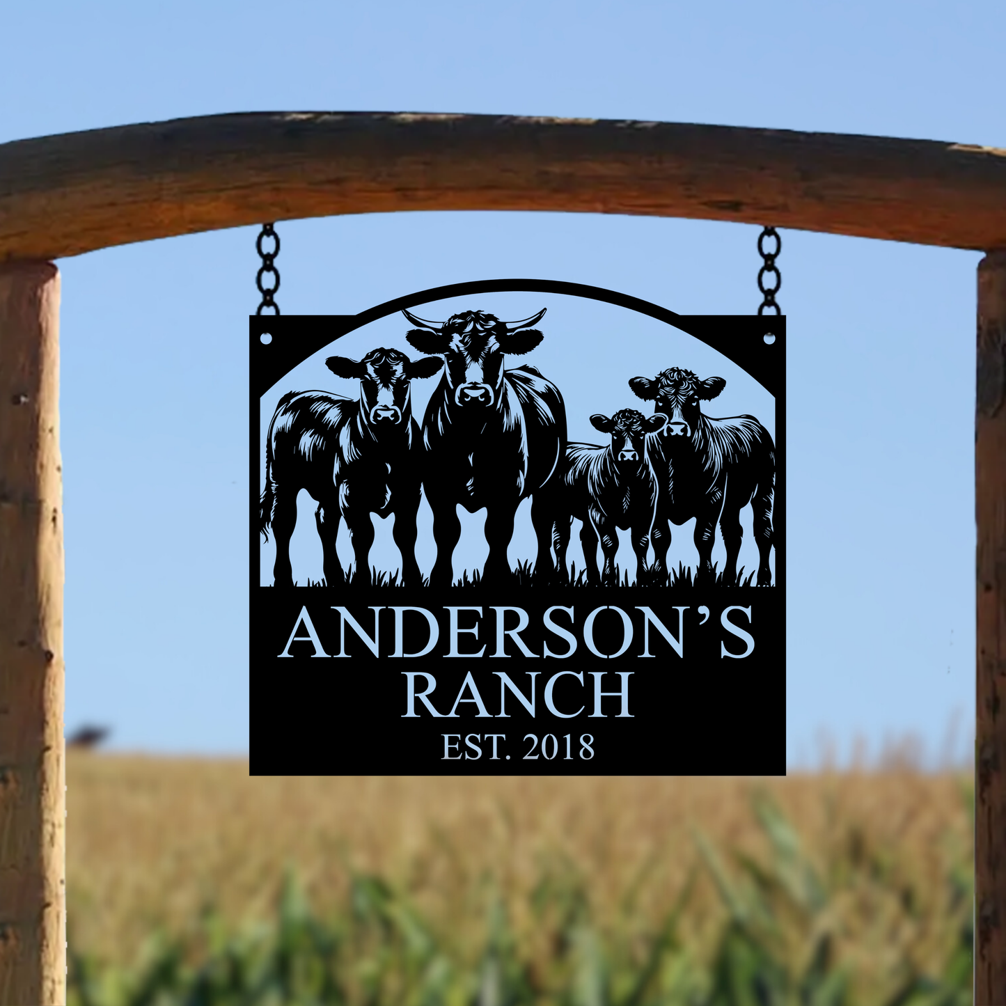 Personalized Monogram Cow Ranch Sign Metal Decorative Sign (CR3)