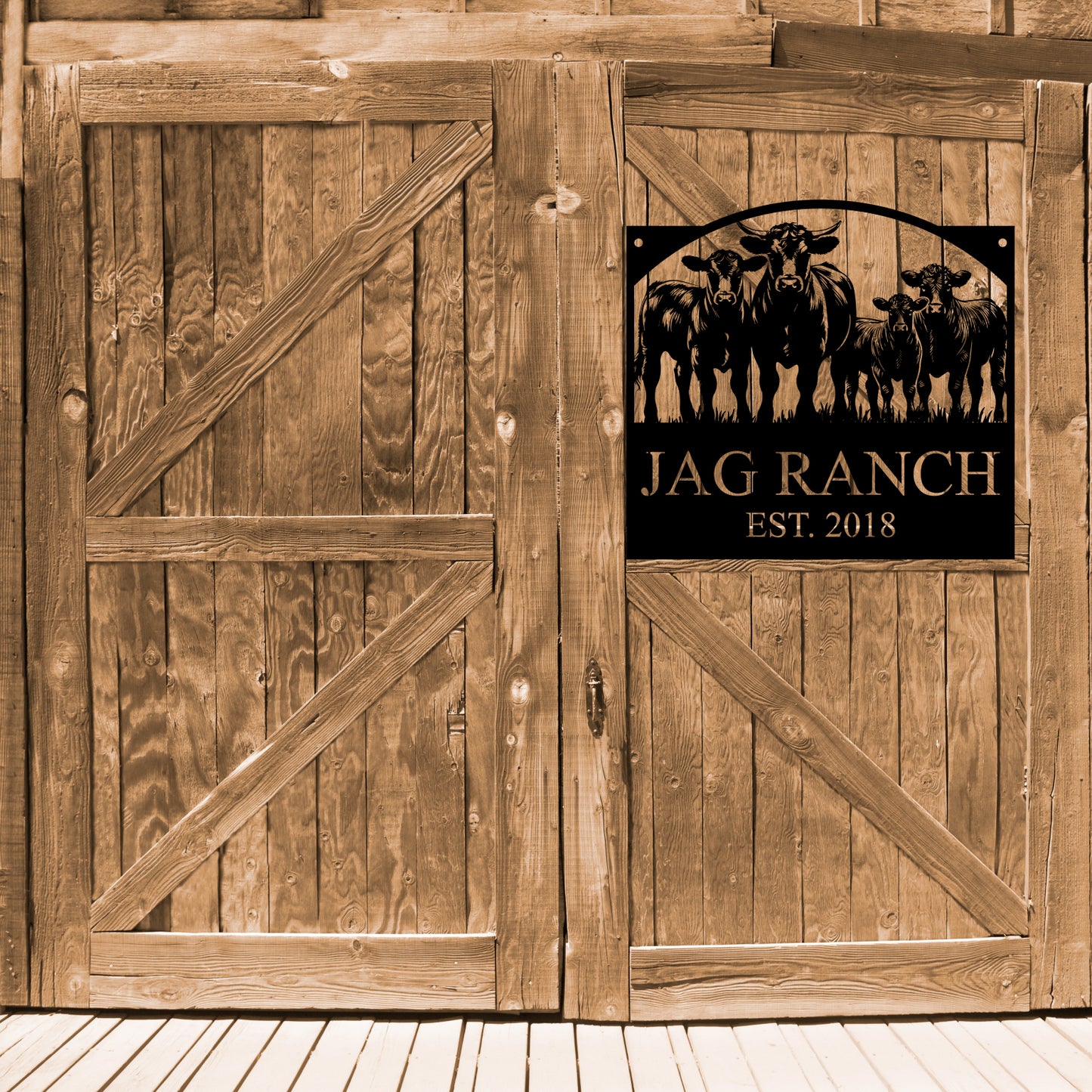 Personalized Monogram Cow Ranch Sign Metal Decorative Sign (CR3)
