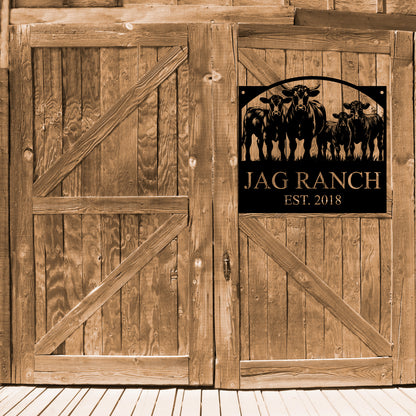 Personalized Monogram Cow Ranch Sign Metal Decorative Sign (CR3)