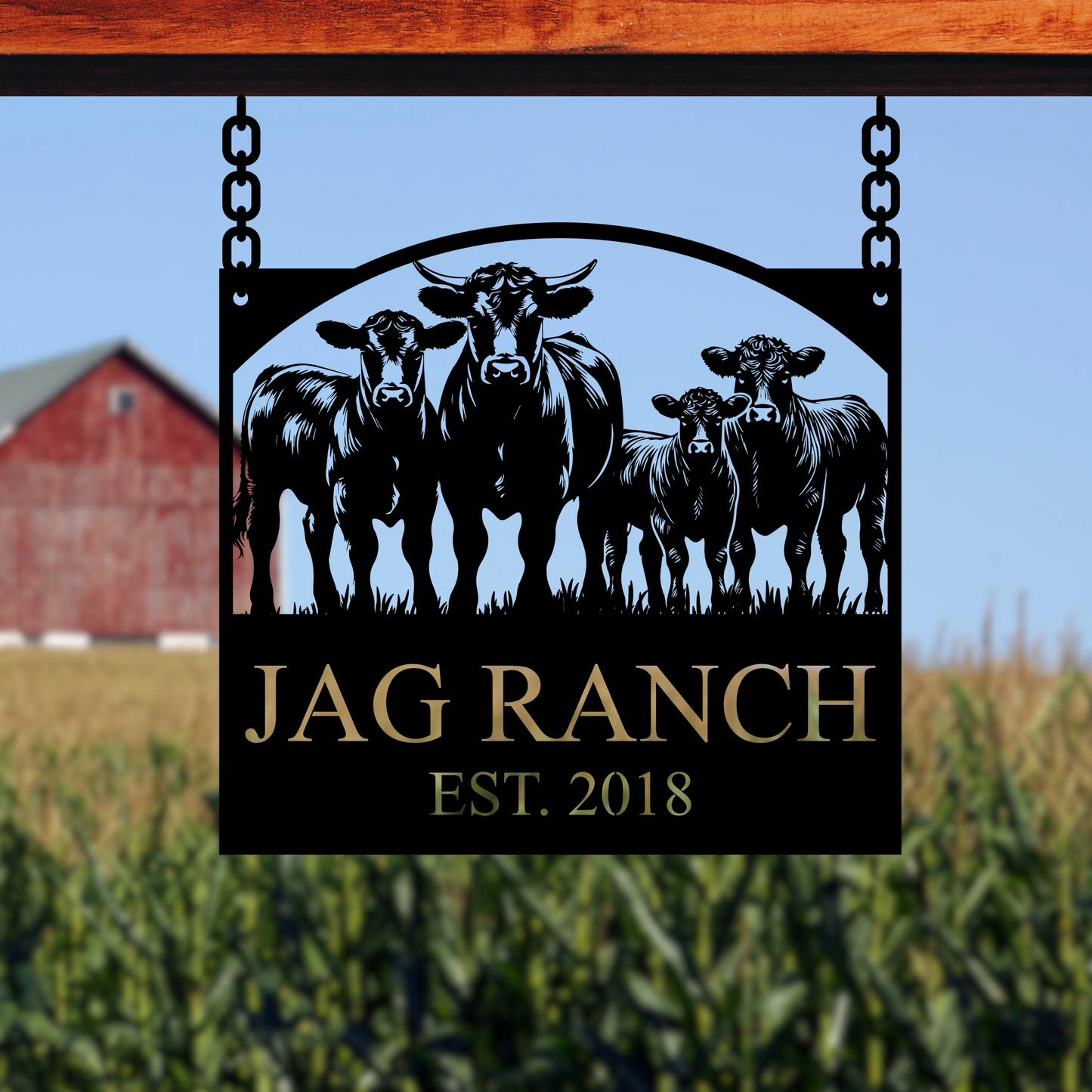 Personalized Monogram Cow Ranch Sign Metal Decorative Sign (CR3)