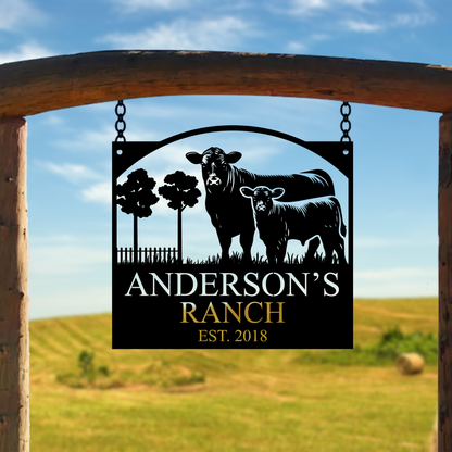 Personalized Monogram Cow Ranch Sign Metal Decorative Sign (CR6)