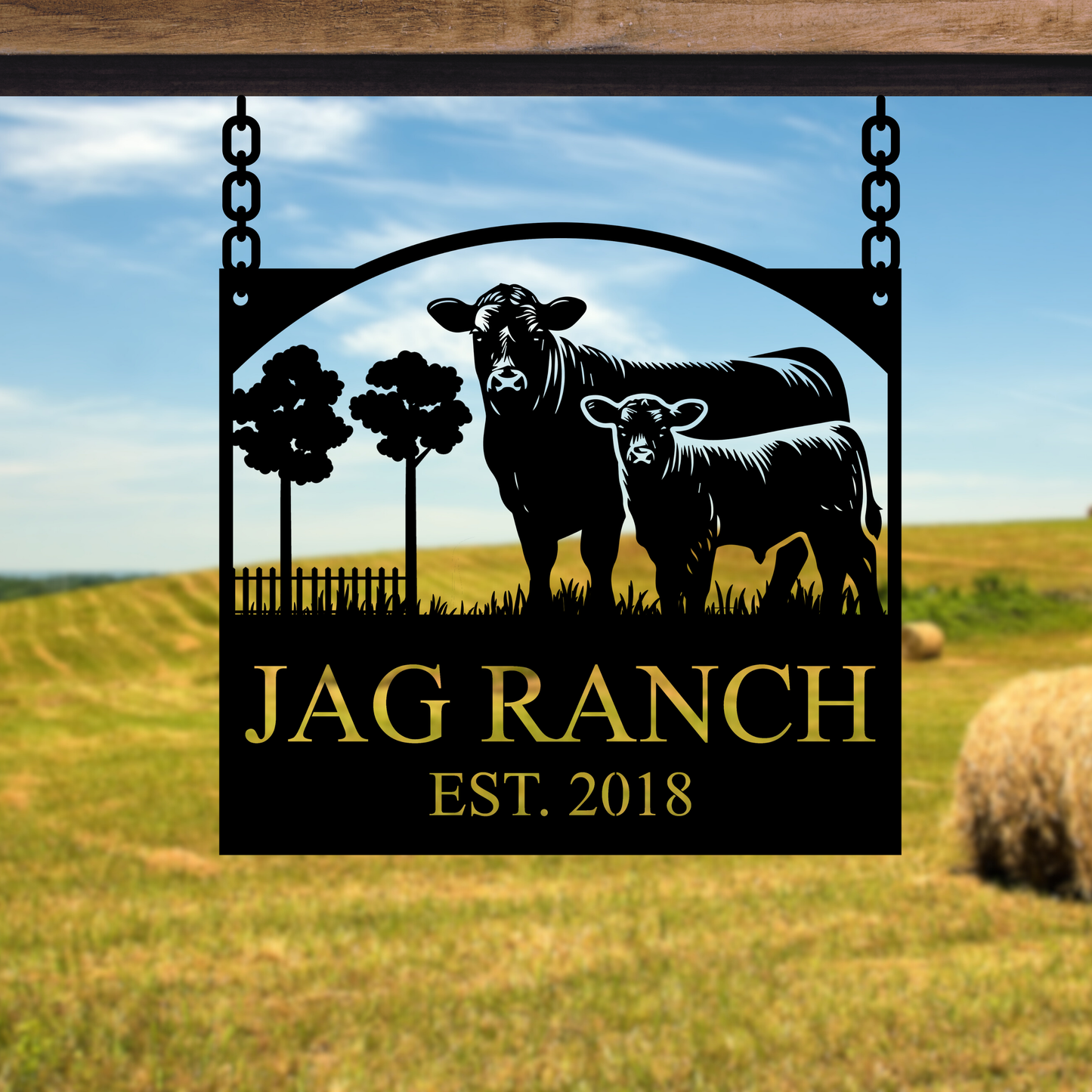 Personalized Monogram Cow Ranch Sign Metal Decorative Sign (CR6)