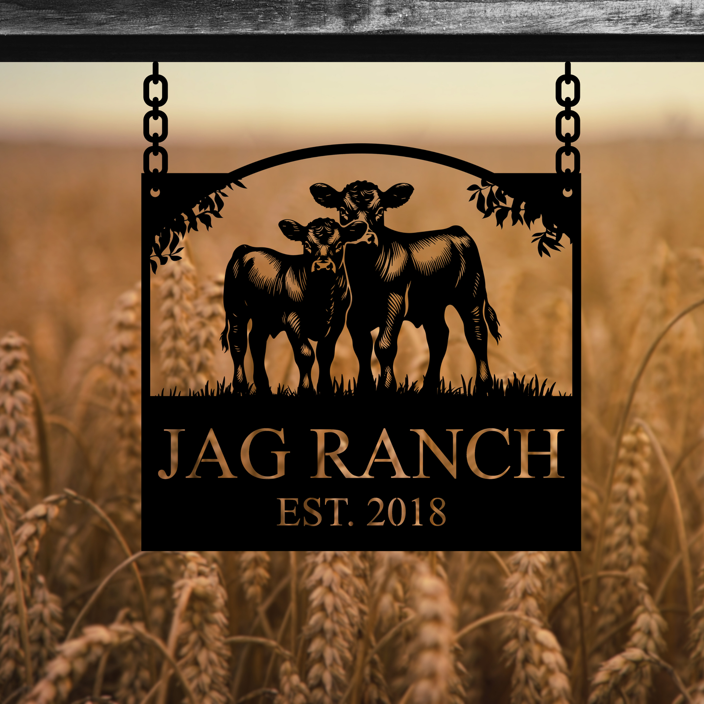 Personalized Monogram Cow Ranch Sign Metal Decorative Sign (CR8)