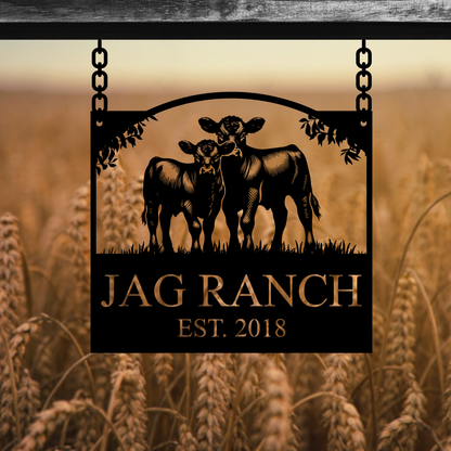 Personalized Monogram Cow Ranch Sign Metal Decorative Sign (CR8)