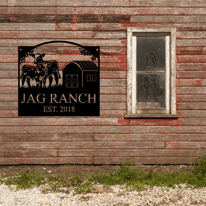 Personalized Monogram Cow Ranch Sign Metal Decorative Sign (CR9)