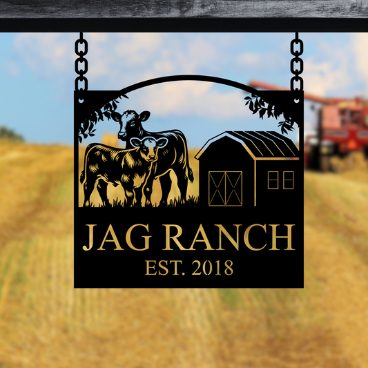 Personalized Monogram Cow Ranch Sign Metal Decorative Sign (CR9)