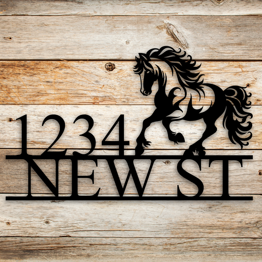 Personalized Monogram Horse Design Home Address Metal Decorative Sign (H1)