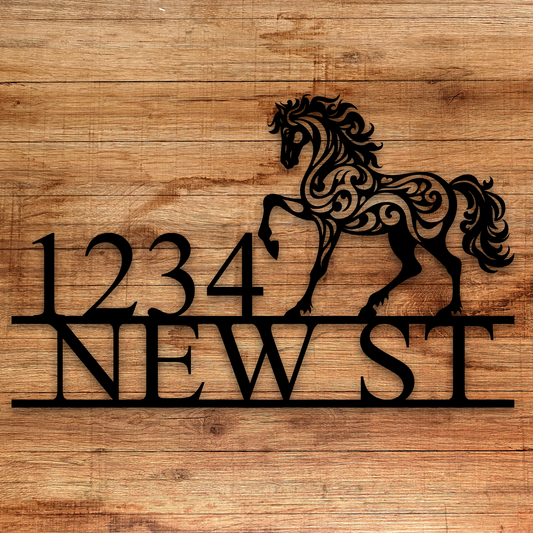 Personalized Monogram Horse Design Home Address Metal Decorative Sign (H2)