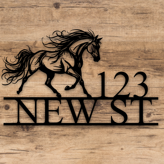 Personalized Monogram Horse Design Home Address Metal Decorative Sign (H3)