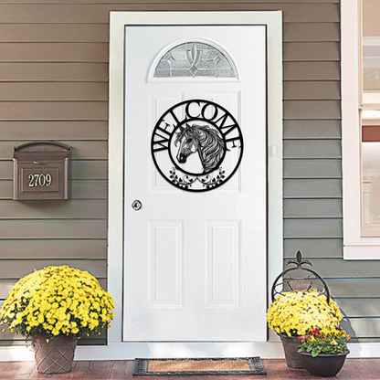 Monogram Welcome Metal Horse Decorative Sign (W7)